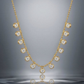 Elegance Redefined:  Gold Plated Bezel-Set Zirconia Shimmer Dangle Necklace