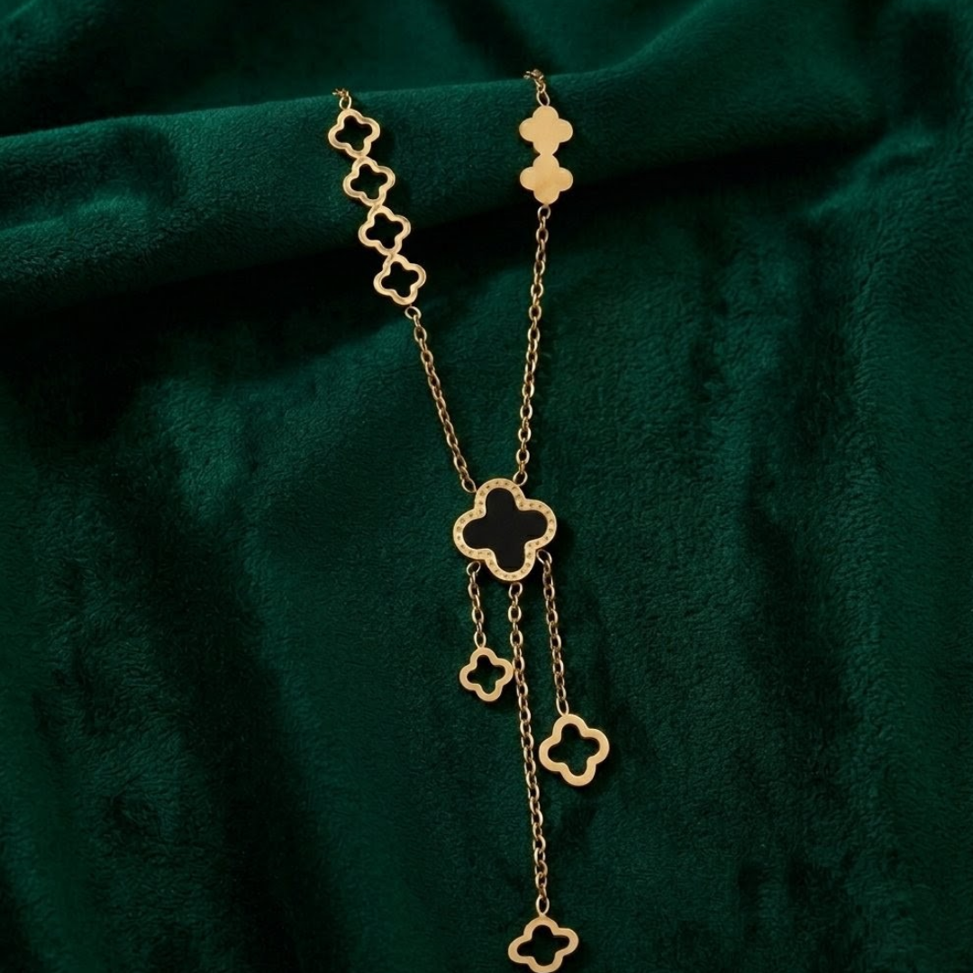 Luxury Clover Gold Locket Necklace for Women | Elegant Designer Pendant Chain Jewelry
