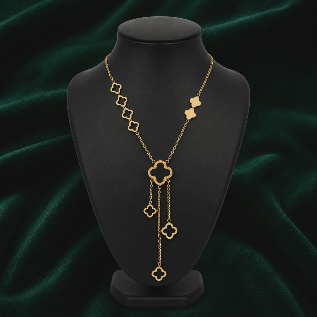Luxury Clover Gold Locket Necklace for Women | Elegant Designer Pendant Chain Jewelry