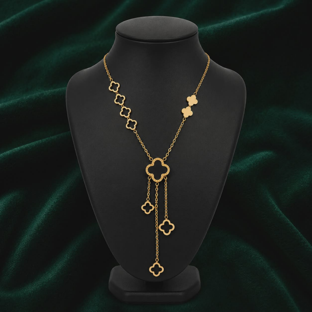 Luxury Clover Gold Locket Necklace for Women | Elegant Designer Pendant Chain Jewelry