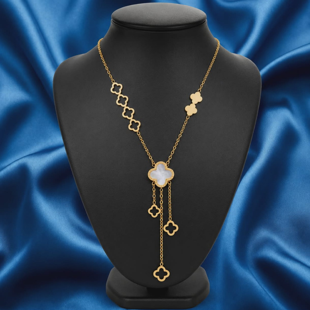 Luxury Clover Gold Locket Necklace for Women | Elegant Designer Pendant Chain Jewelry