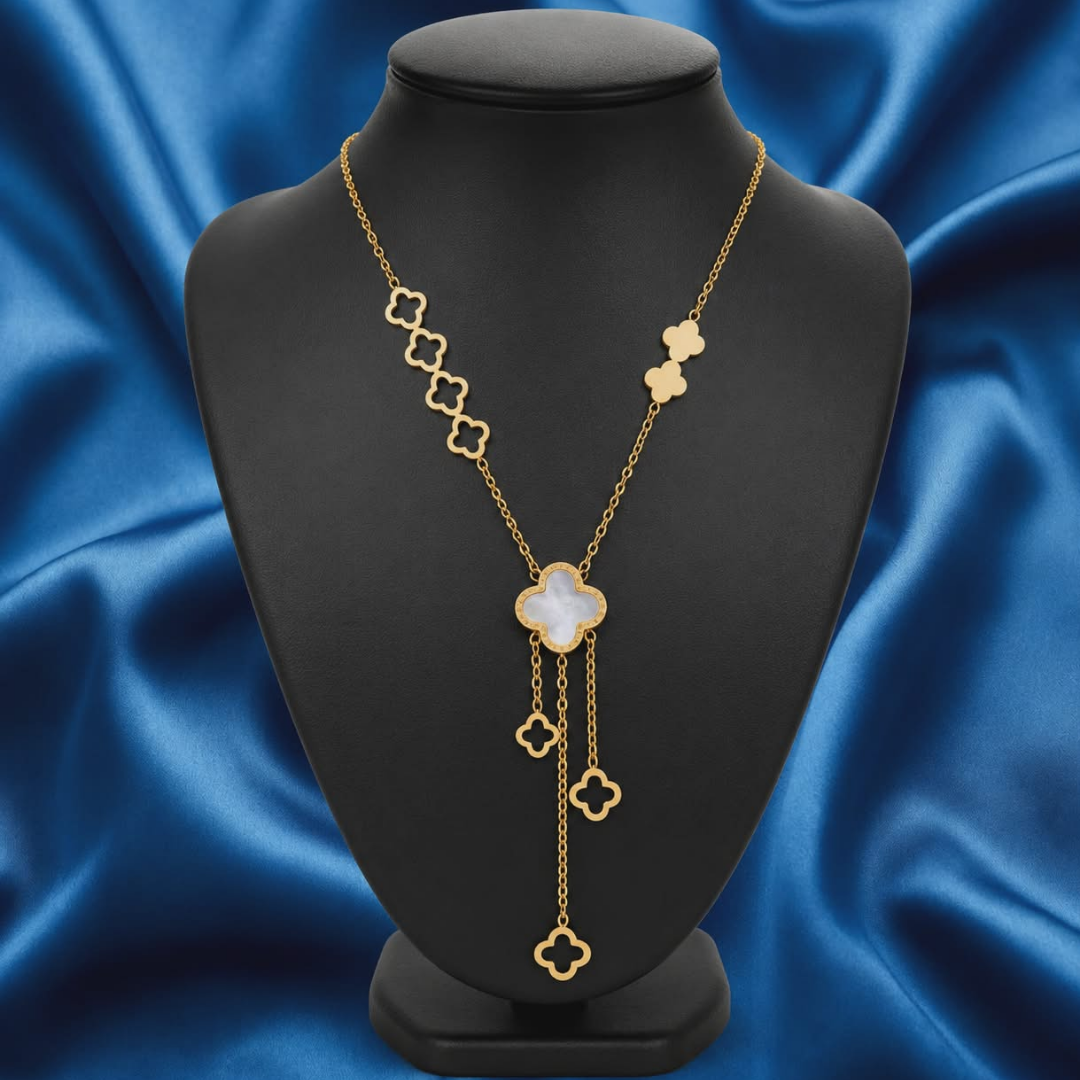 Luxury Clover Gold Locket Necklace for Women | Elegant Designer Pendant Chain Jewelry