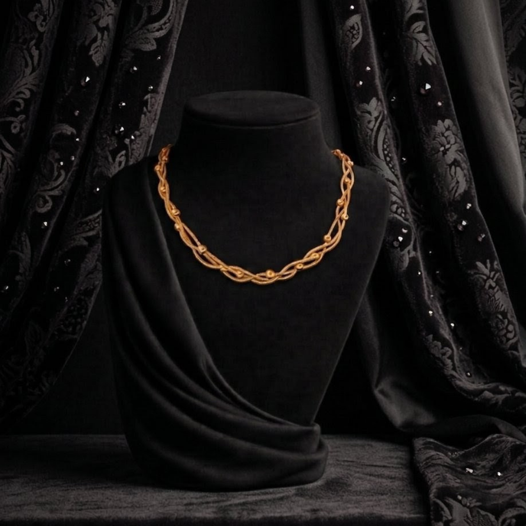 Luxury Multi Layer Gold Beaded Necklace for Women – Elegant Snake Chain Statement Jewelry | Trendy Fashion Accessory