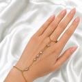 Celestial Multi-Stone Gold Hand Chain – Delicate Crystal Hand Harness Ring Bracelet