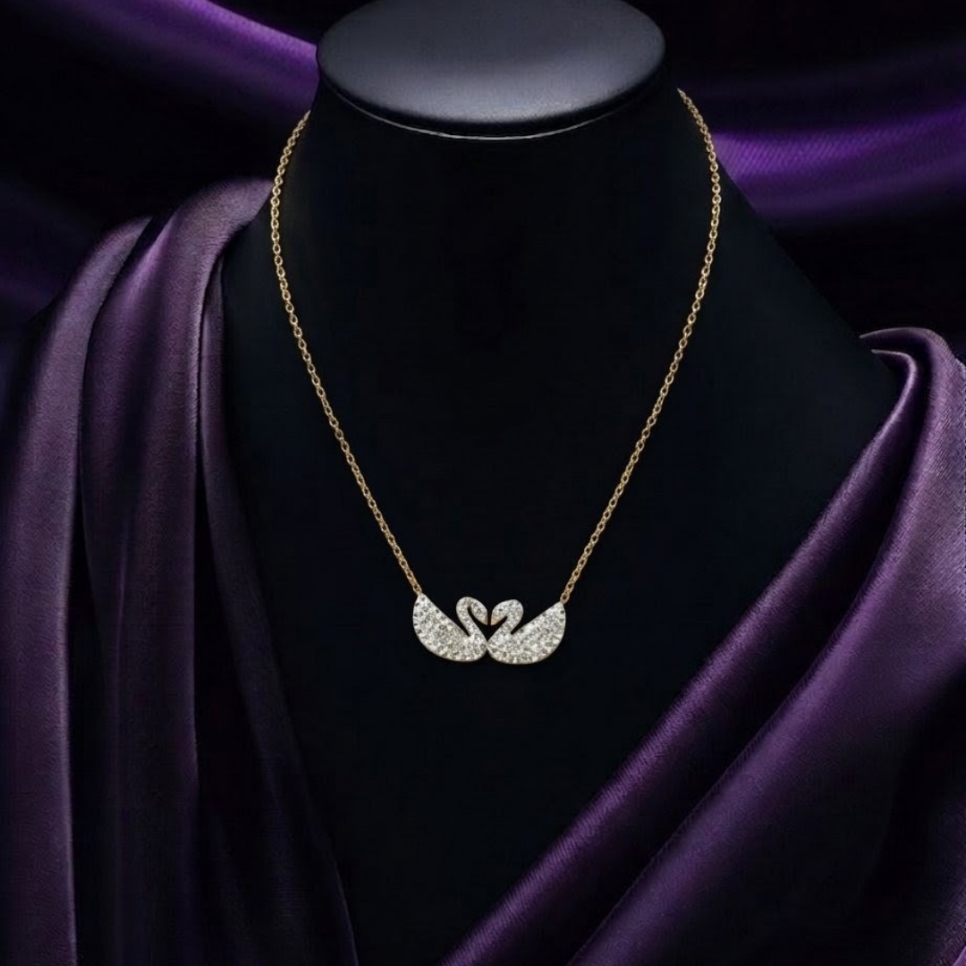 Luxury Swan Crystal Pendant Necklace for Women | Elegant Gold-Plated Designer Jewelry