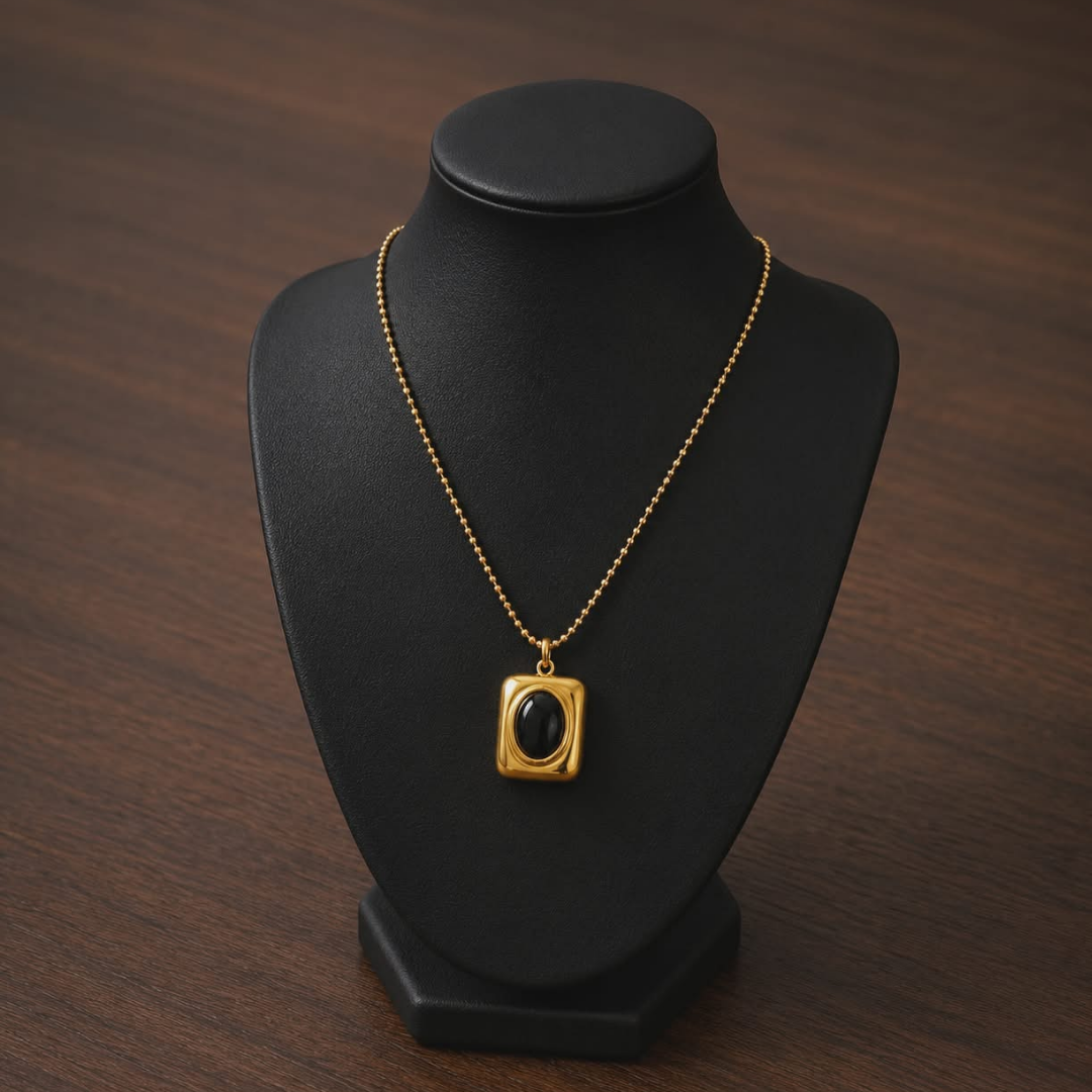 Luxury Gemstone Gold Locket Necklace for Women | Elegant Minimalist Pendant Chain Jewelry