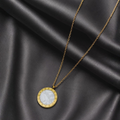 Luxury Gold Verace Marble Pendant Necklace for Women – Minimalist Round Disc Chain Necklace | Elegant Statement Jewelry Gift