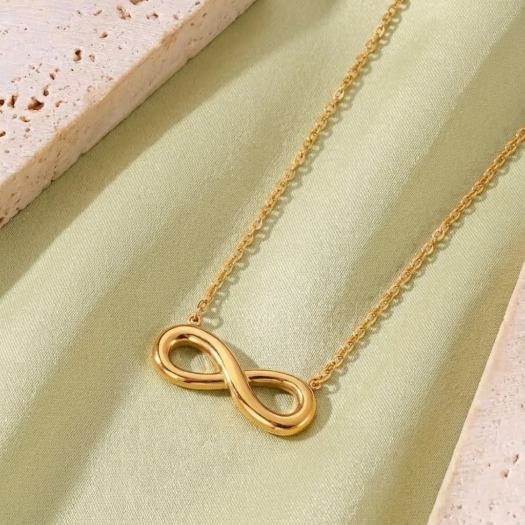 Elegant Gold Infinity Pendant Necklace – Minimalist Forever Symbol Chain Necklace for Women