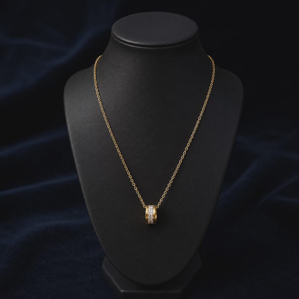 Luxury Crystal Ring Locket Necklace for Women | Elegant Gold Pendant Chain Jewelry