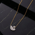 Luxury Swan Crystal Locket Necklace for Women | Elegant Gold Pendant Chain Jewelry