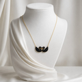 Elegant Dual Black Swan Pendant Necklace – Gold Plated Artificial Jewelry for Women