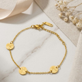 Gold Plated Engraved Disc Charm Bracelet | Minimalist Dainty Chain Jewelry