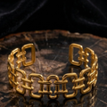 Luxury Gold Link Handcuff Bracelet for Women – Elegant Designer Cuff Bracelet | Premium Fashion Jewelry