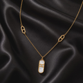 Luxury Geometric Gold Locket Necklace for Women | Minimalist Designer Pendant Chain Jewelry