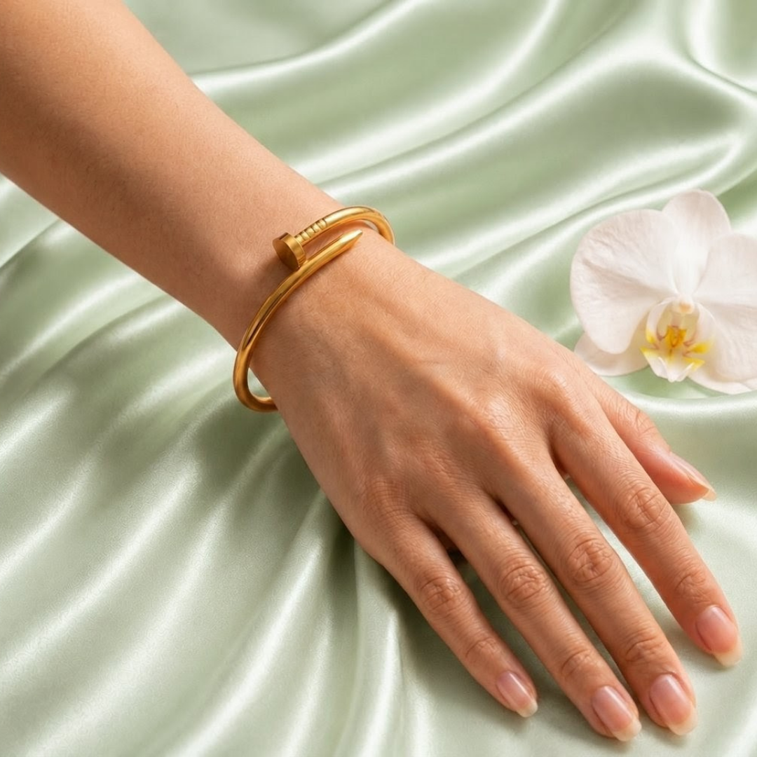 Gold Nail Cuff Bracelet – Minimalist Statement Accessory